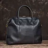 NUPUGO Genuine Leather Vintage Men Handbag Man Briefcase Brown Busins Shoulder Crossbody Bag Cowhide Office 14 Inch Laptop Bag