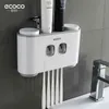 EcoCo Tandborstehållare Auto Squeezing Tandkräm Dispenser Väggmontering Cup Storage Badrum Tillbehör 211222