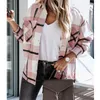 Vintage English Style Plaid Drukuj Kobiety Koszula Kurtka Z Długim Rękawem Przycisk Przypadkowy Jesień Wiosna Streetwear Dziewczyna Oversize Chic Coats Damskie Jac