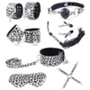 Sm Adult Decompression Products Binding Leopard Print Ten Piece Set Husband and Wife Fun Alternative Handcuffs Props X8XI