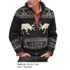 Männer Pullover Gestrickte Mantel Elch Muster Weihnachten Warm Stehkragen Dicke Männliche Pullover Jacke