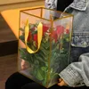 Transparent Waterproof Flower Bag Gift Wrap Clear Plastic Party Favor Package Bags with Handles