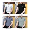 Browon Moda Verão Camisetas Homens 2021 Nova Coleira Nova Coleira Curta Manga Slim Homens Roupa Casual Bordado Plus Size T-shirt H1218