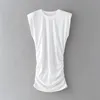 Casual Sleeveless A-line Women's Dress Chic Drawstring Slim High Street Bodycon Fashion Summer White 210430