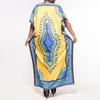 민족 의류 Dashiki Maxi 드레스 여성 고품질 노란색 전통적인 프린트 느슨한 짧은 소매 아프리카 로브 캐주얼 우아한 파티 s