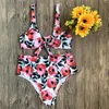 Laço de roupa de banho das mulheres Bikini Highwaye acolchoado Push Up Brazilian Swimsuit Mulheres Cintura alta Maillot de Bain Femme Vikinis