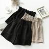 Autumn High Waist Women's Cotton Shorts With Sashe Korean Style Wide Leg A-line Solid Woolen Loose Thick Warm Boots