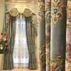Gardin draperier topp europeisk lyx ljus grå sammet broderade gardiner för villa vardagsrum exklusiva el sovrum fönster dekoration