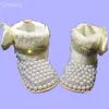 Botas projetado moda chique pérolas strass bebê flor menina botas personalizadas sparkle copo cadeia de arco combinar magia infância lembrança mágica