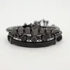 3 stks/set Romeinse cijfers titanium stalen armband paar armband met kroon voor liefhebbers voor vrouwen mannen luxe sieraden