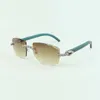 2022 exquisite bouquet diamond sunglasses 3524015 with natural teal wood arms and cut lens 30 thicknesssize 18135 mm8647539