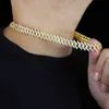 Homens Hip Hop Cubana Cadeia Colar Gelado Fora Brilhante 5A Cúbico Zircão Big Heavy Bling Cz Macho Menino Chocker Jóias Rocha Punk Largura 15mm x0509