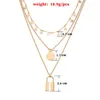 Collares colgantes Vintage cadenas multicapa estrella de aleación collar de bloqueo redondo mujeres elegante geométrico clavícula Colar joyería regalo