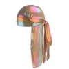 Moda Kolorowe Pirat Hat Drukowanie Laserowe Kapelusze Party Decoration Satin Long Tail Headscarf Outdoor Sun Ochrona Hip Hop Supplipie