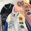 Women's Jackets 2021 Autumn National Fashion Embroidered Letters Flocking Outside