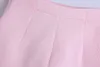 Mode kvinnor knä längd söt rosa dragkedja med knappar temperament lösa chic kvinnliga byxor 210507