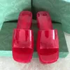 Women's Slide Sandal Designer Rubber Slipper Transparent Slippers High Heels White Red Platform Sandals Summer Beach Flip Flops Top Quality With Box