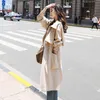 Dames Lente Lange Trenchcoat Casual Mode Streetwear Turn Down Collar Black Uitloper Pocket Korean Windbreaker 210430