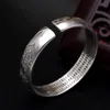 Bracelet pour femme en argent pur à six mots en forme de cœur avec mantra sterling rétro Thai Opening Good Ggift Bangle