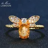 Lamoon Bonito Bee 925 Sterling Silver Ring 1ct Natural Citrine Gemstones Jóias 14k Anéis banhados a ouro para mulheres Jóias Lmri019 211217