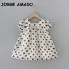 Zomer kids meisjes jurk polka dot boog prinses jurken schattige stijl kinderkleding E0251 210610