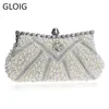 Gloig frisado mulheres sacos de noite strass embreagens bolsas com corrente para casamento nupcial embreagens vestido noite saco 220211