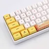 KeyPro Quuyun Yellow White Ethermal 염료 승화 글꼴 PBT Keycap 유선 USB 기계식 키보드 129 키 캡