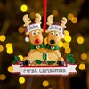 Christmas Blank Pendants DIY Unfinished Resin Cartoon Reindeer Statue Personalized Name Xmas Tree Hanging Home Ornaments for Family Wall Decor