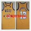 ＃13 Wilt Chamberlain 1972 All Star West Yellow Retro Basketball Jersey Stitched Custom Any Number Name Jerseys NCAA XS-6XL
