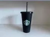 Patroonaanpassing 24oz plastic mokken Tumbler Herbruikbaar Doorzichtig drinken Platte bodem Pijlervorm Deksel Strobekers mok Het nieuwe hete product voor directe verkoop in de fabriek