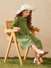 Girls Eyelet Embroidery Ruffle Trim Flounce Sleeve Smock Dress SHE