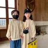 Milmantel jesienne ubrania dla dzieci kratę z kapturem dla burotów i siostry luźne chłopcy bluzy koreańskie dziewczyny sukienka dla dzieci 211111