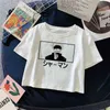 Mode Jujutsu Kaisen Anime Gojo Satoru Crop Tops T-shirt imprimé à manches courtes Femmes Casual Top 2021 Summer Soft Womens Tshirt G220228