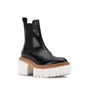 2021 Stil Sheepskin Leather Cowskin Platform Ankle Boots Booties Casual Party Dress Shoes Round Toe 6 5cm klackar Mix Color Black 255U
