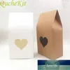 Sacchetti regalo in carta Kraft da 50 pezzi con finestra in PVC trasparente a forma di cuore Matrimonio Baby Shower Party Scatole per imballaggio torta di caramelle al cioccolato Prezzo di fabbrica design esperto Qualità