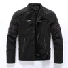 Herrjackor Men 2022 vinter m￤n l￤derjacka fleece mode manlig motorcykel kappa smal passform vintage vindbrytning outkl￤der storlek