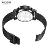 MEGIR Luxury Watches Men Military Sport Roller Pointer Quartz Watch Man Fashion Stainless Steel Mesh Strap Wristwatch 210804