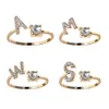A-Z letra dourada metal anel de abertura ajustável iniciais nome alfabeto feminino criativo anéis de dedo joias de festa da moda