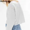 Beavant Casual Loose T-shirts Women Autumn Overdimensionerade damer T-shirts Långärmad lapptäcke Kvinnliga bomullstoppar Skjortor 210709