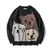 Maglioni da uomo Anime Maglione lavorato a maglia Streetwear Moda Oversize Harajuku Pullover Bear Graphic Coppie Autunno Inverno Abbigliamento