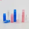 Mini bouteilles de parfum en plastique PP 100x3ml, bleu rose, pulvérisateur de couleur translucide Normal, bouteille rechargeable, petites bouteilles vides