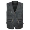 Rétro vert extérieur Cargo gilet hommes décontracté beaucoup poche gilet Pographer tactique pêche sans manches veste Chaleco 7XL 210522