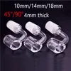 4mm d'épaisseur club banger clou de quartz sans dôme 10mm 14mm 18mm mâle femelle 90 45 degrés 100% réel Quartz Banger Nails pour dab rig bong