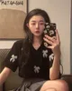 MATAKAWA Bowknot Short-sleeved T-shirt Women Summer Korean Diamond Woman Tshirts Round Neck Bottoming T Shirt Black Top 210513
