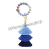 Frisado Keychain Festa Favor Couro Borla Tassel Bead Keyring Beads Tring Chaveiro Cadeia De Silicone Silicone Mulheres Pulseira Pulseira Chaveiros