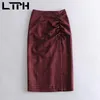 Korean Vintage Plaid Midi Skirt Kvinnor Mid-Length Fashion Split Sexiga Paket Höft Kjolar Elegant Bodycon Vår 210427