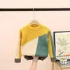 2021 Classic O-neck Boys Sweaters Baby Geometric Patchwork Pullover Knit Kids Clothes Autumn Winter Runway Baby Clothing EY10123 Y1024
