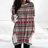 Noel Mini Elbise Kadınlar Noel Kazak Sıcak Tops Uzun Kollu Gevşek O-Boyun Jumper Üst Kış Sonbahar Kazaklar Artı Boyutu 210329