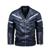 Giacca da moto riflettente da notte in pelle PU moda uomo Cappotto invernale patchwork caldo con tasca con cerniera 211009