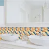 Adesivos de parede Azul Amarelo Gradiente adesivo auto adesivo papel de parede reforzido móveis fã-shaped telha decoração quarto quarto